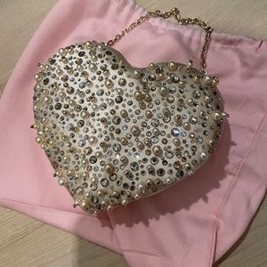 Bridal Embellished 3d Heart Clutch